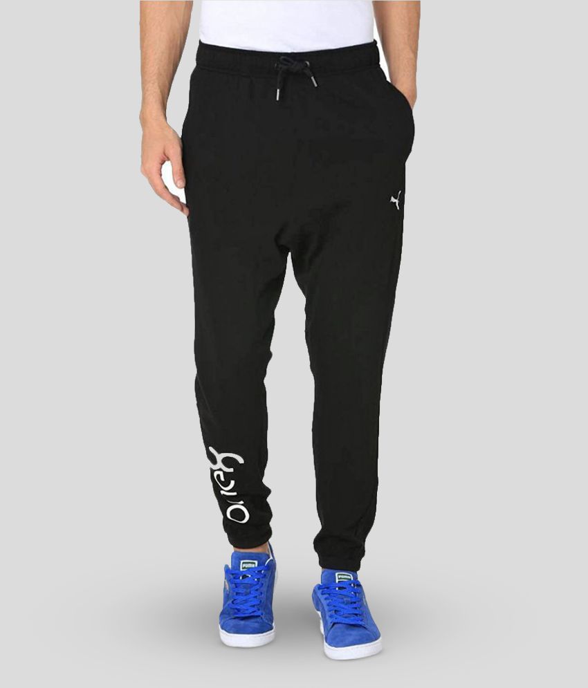 puma black polyester lycra trackpants