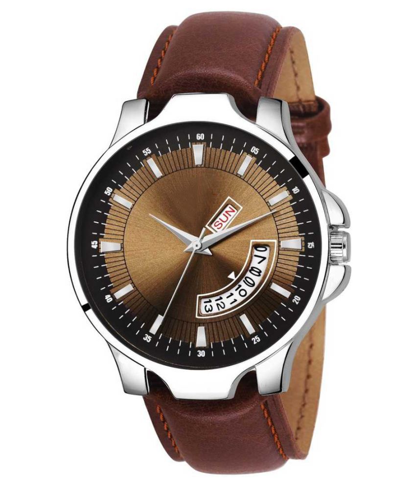     			newmen 2048 Day and Date Leather Analog Men's Watch