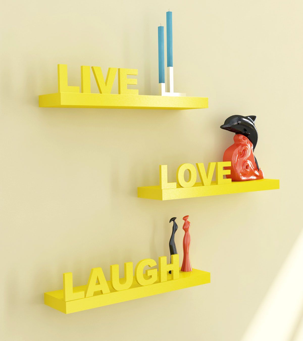 Home Sparkle MDF Live Love Laugh Wooden shelf For Wall Décor Suitable For Living Room/Bed Room Designed By Craftsman