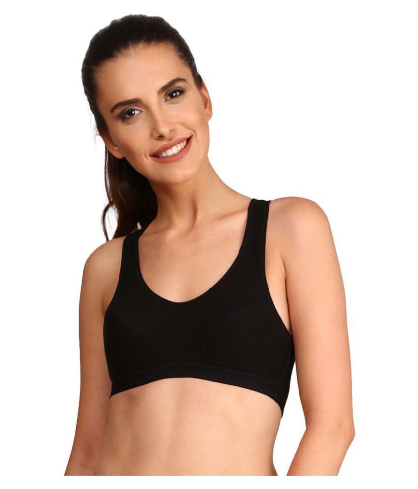 black cotton sports bra