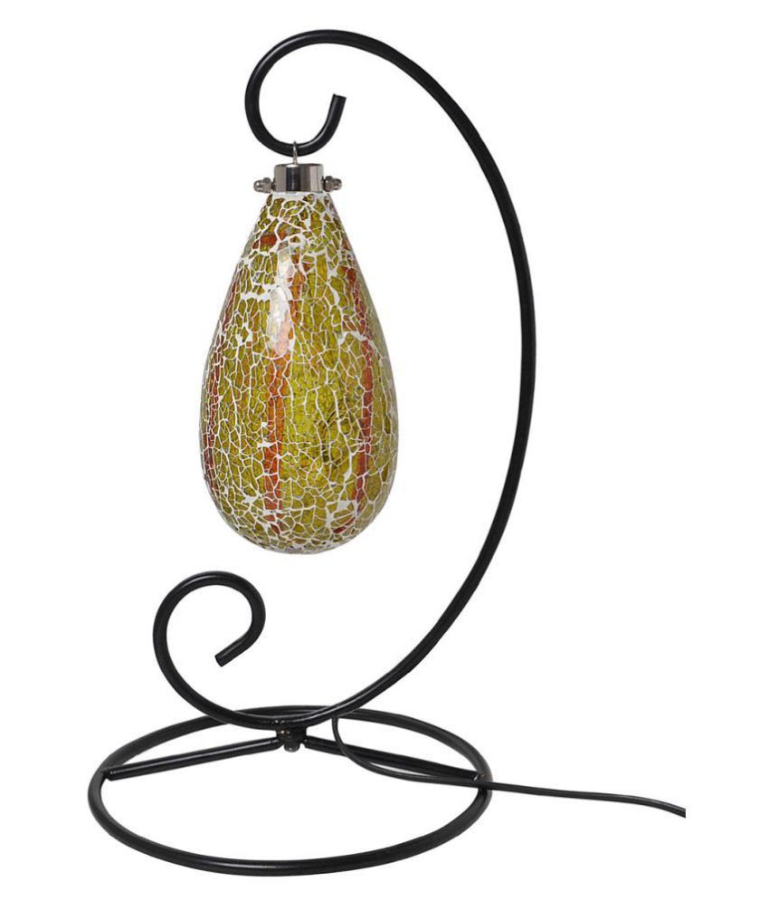 Lalhaveli Glass Crackle Lamp With Small Stand and String Glass Table