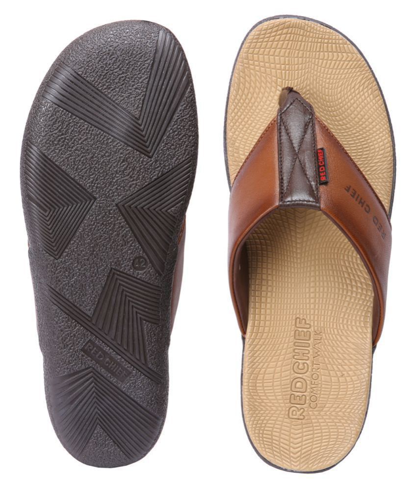 Red Chief Tan Leather Slippers Price in 