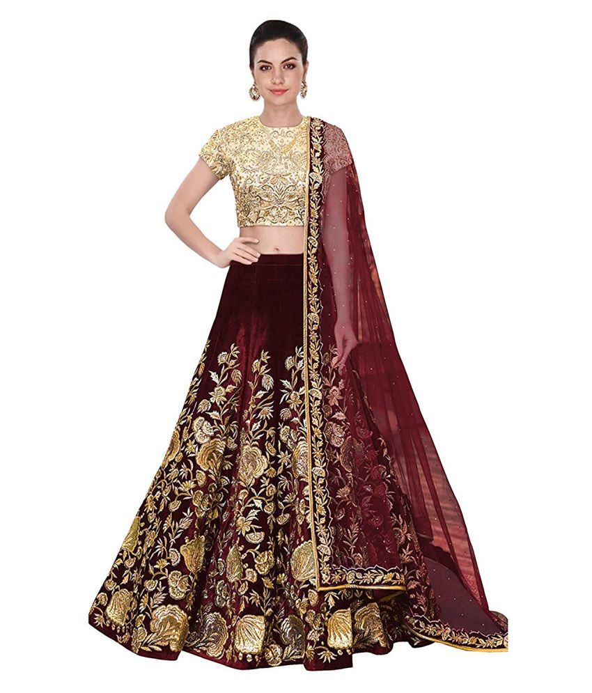 maroon colour ke lehenga