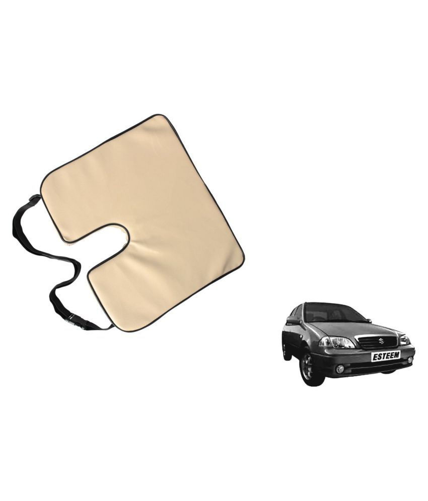 Auto Addict Beige Leatherite Car Pillow Cushion Seat Rest