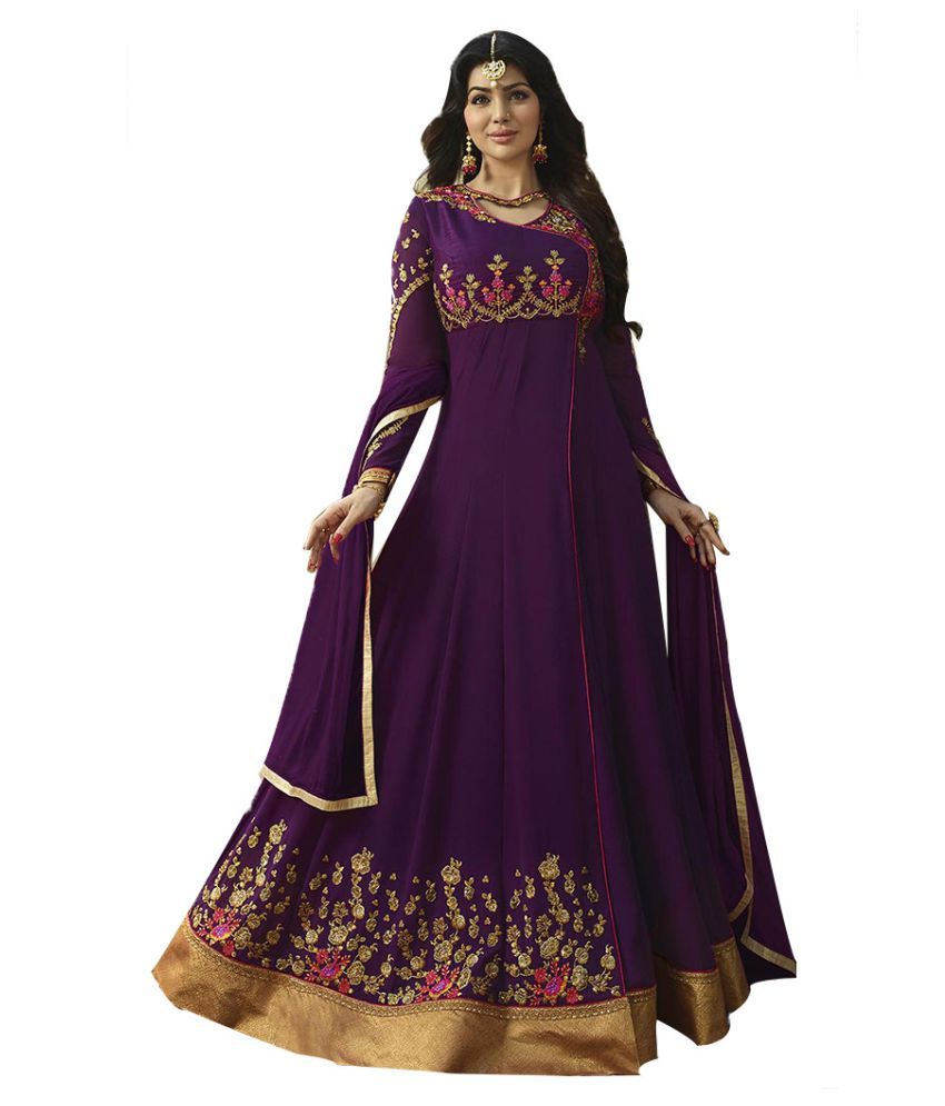 purple georgette gown