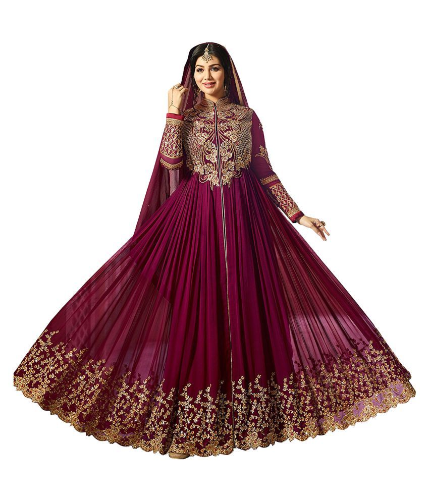 purple georgette gown