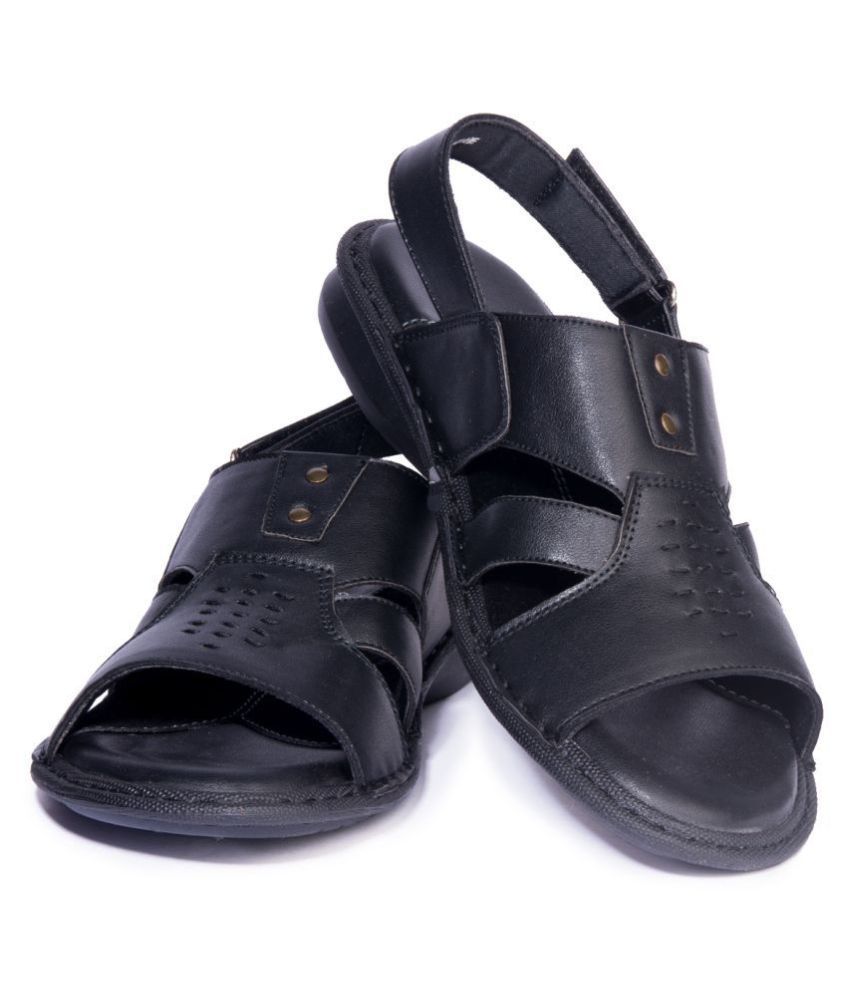 Khadim's Black Synthetic Leather Sandals Price in India- Buy Khadim's ...