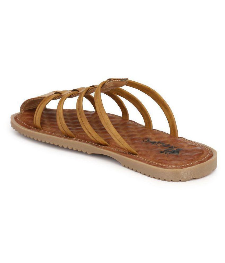 tan leatherette slip on slippers