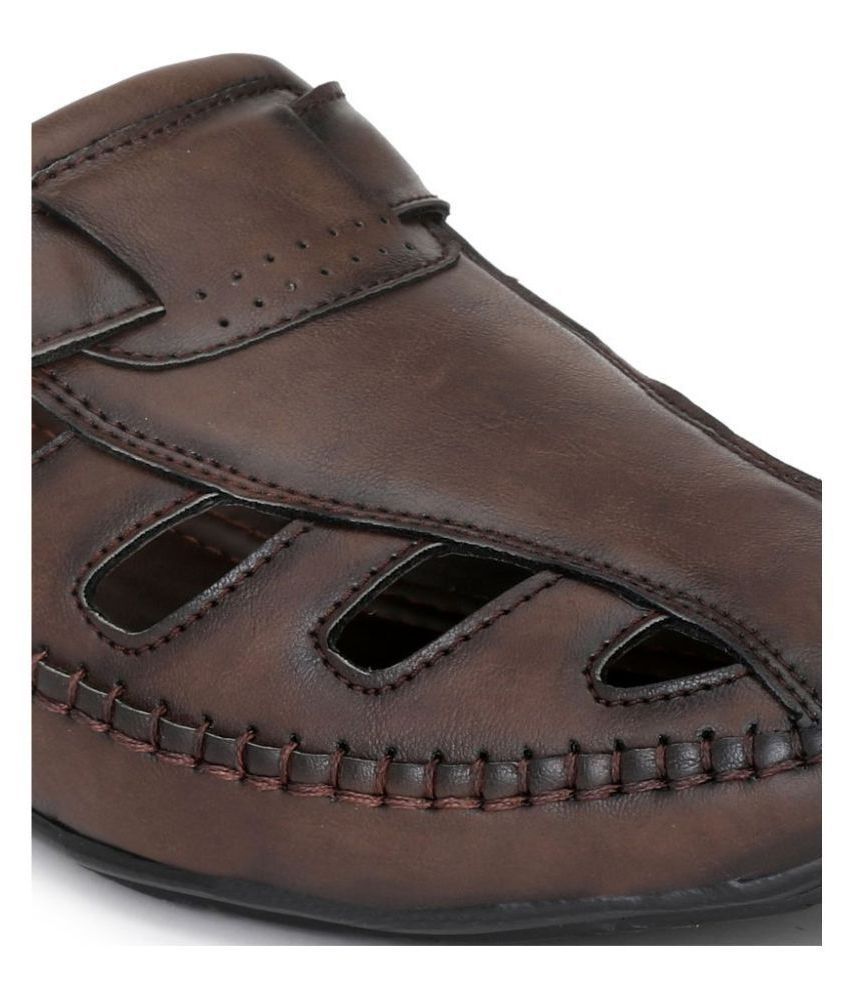 El Paso Brown Synthetic Leather Sandals Price in India