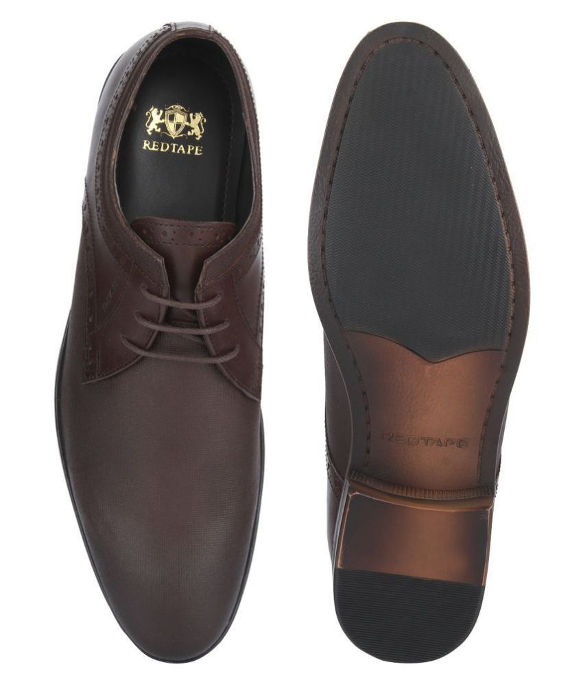 red tape men's dark brown derby shoes