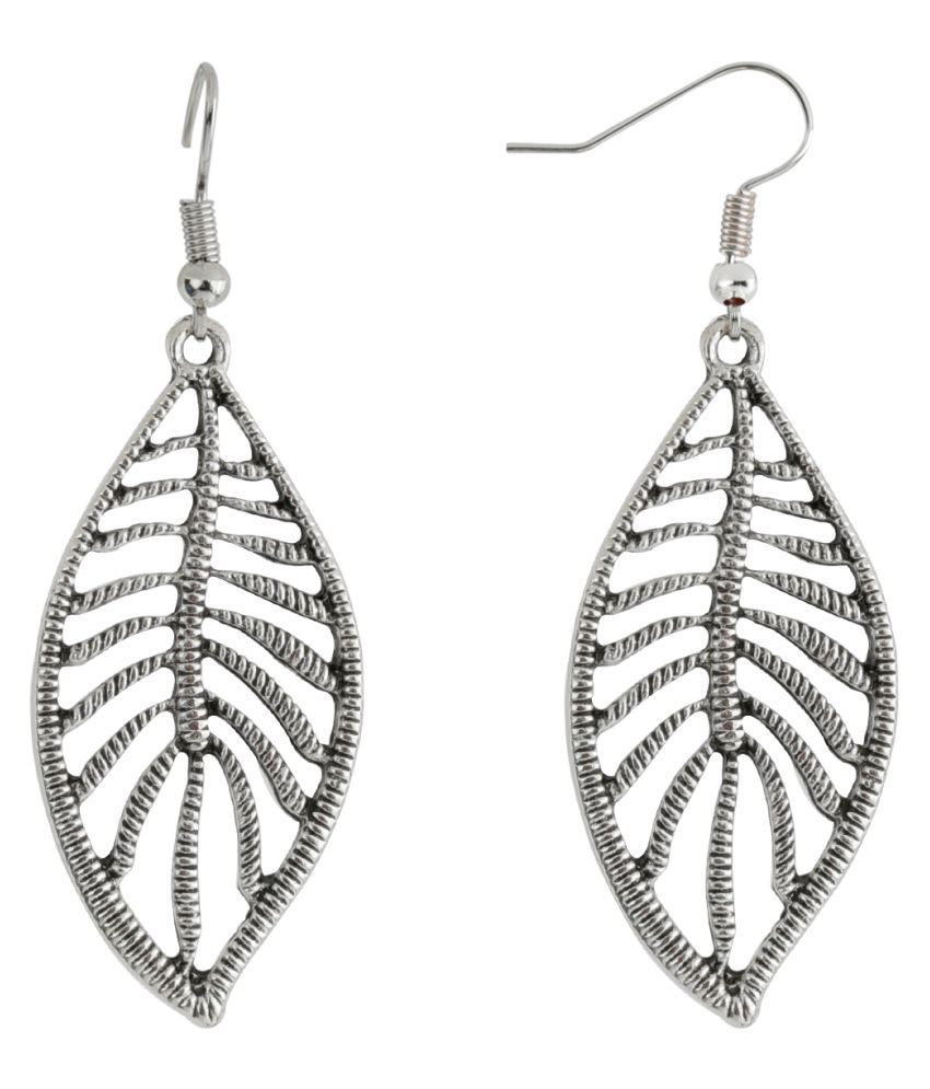     			Silver Shine Graceful Silver Hollow Leaf Design Drop Earring For Girls And Women