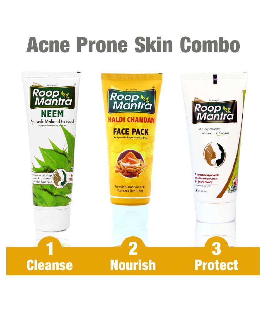 Roop Mantra Acne Prone Skin Care Kit for Acne, Pimples, Marks (Neem