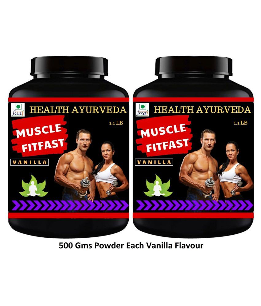 Health Ayurveda Muscle FitFast Vanilla Flavour Powder 1000 gm Pack Of 2