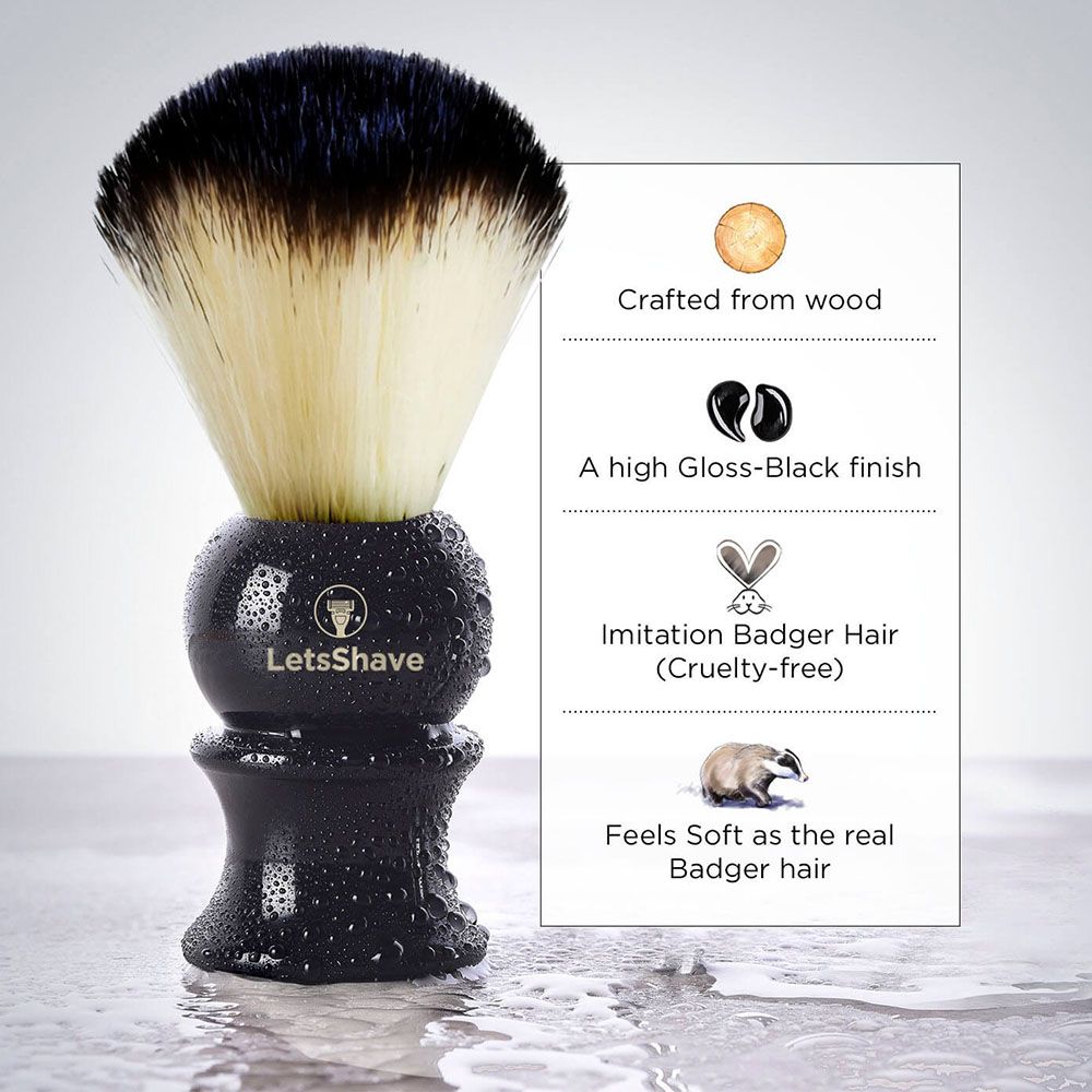 LetsShave Imitation Badger Shaving Brush, Hand Made, Soft Hair (Glossy