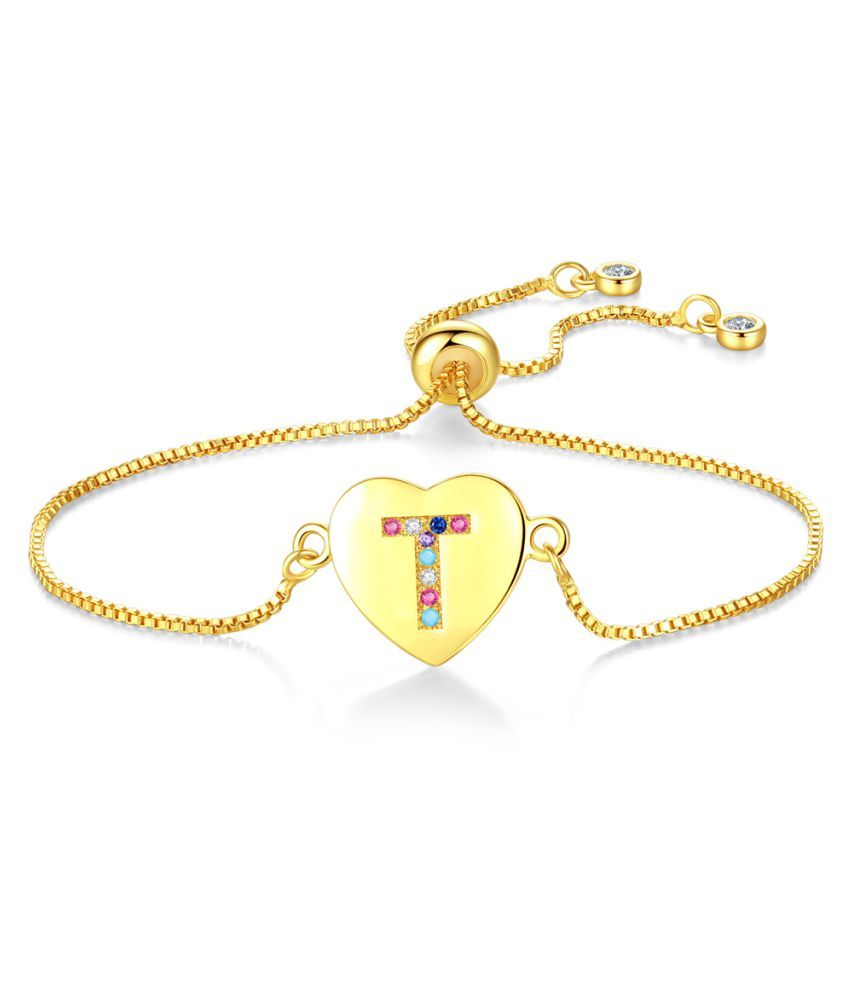 1PCS T Colored Heart-Shaped Letter Bracelet Fashion Jewellery: Buy ...