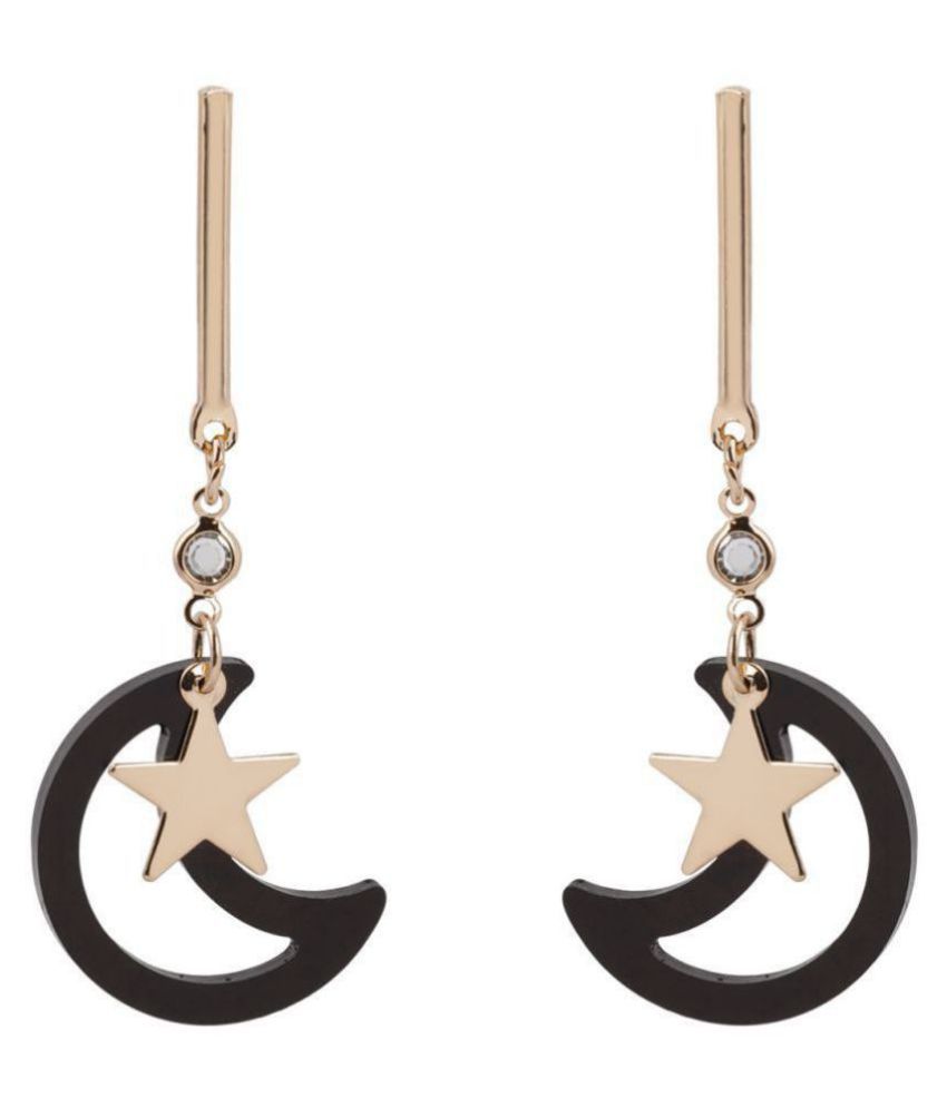     			Silver Shine Gorgeous  Golden Half Moon Star Earrings for Women.