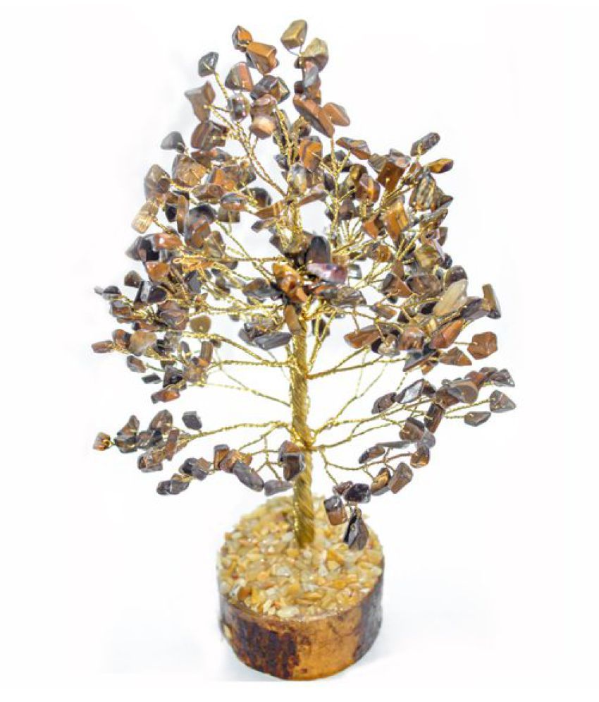 9 Inches Yellow and Brown Tiger Eye Natural Agate Stone Tree