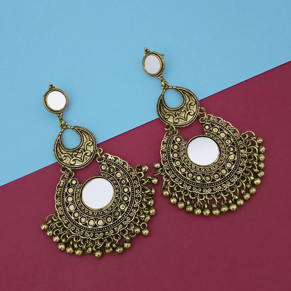 JewelMaze Gold Plated Mirror Dangler Earrings Buy JewelMaze Gold