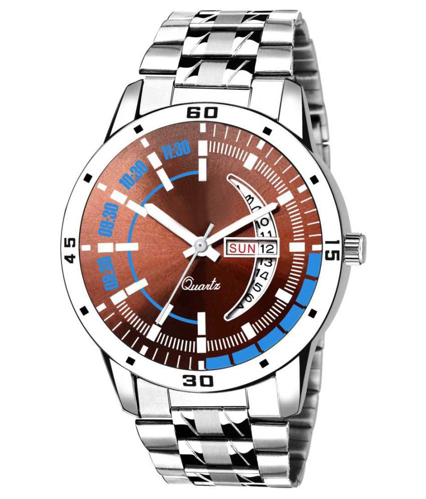    			newmen 2034-MR Day and Date Stainless Steel Analog Men's Watch