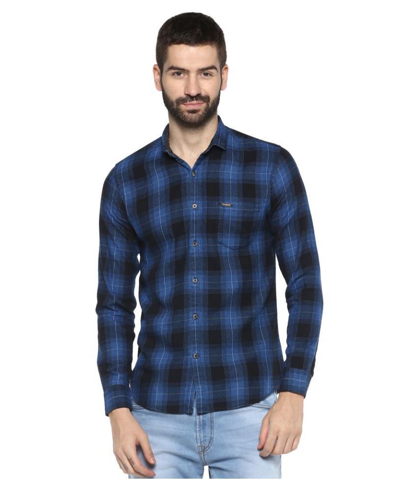 sky blue checks shirt