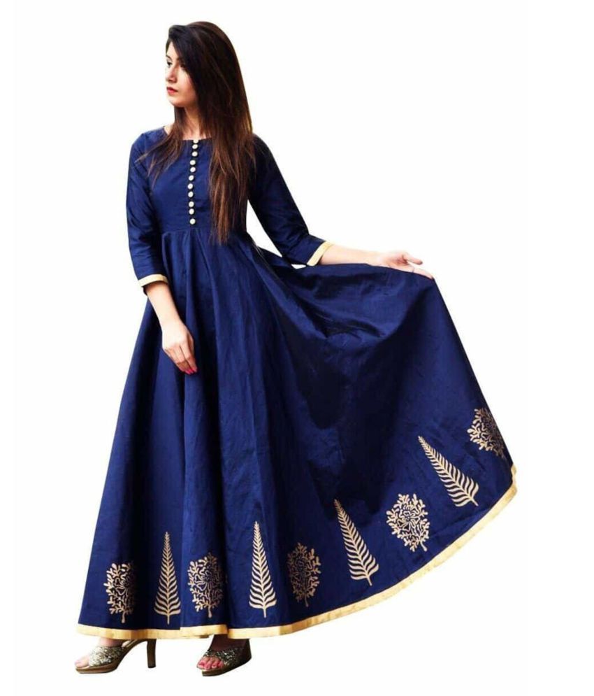 navy silk gown