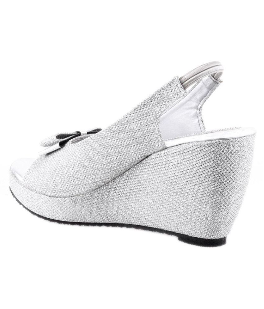     			Shoe Lab Silver Wedges Heels