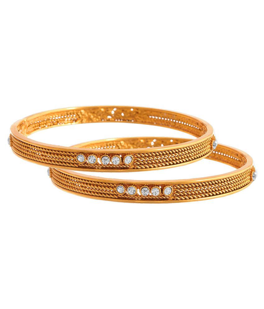     			JFL - Traditional Ethnic One Gram Gold Plated Pearl Designer Bangle for Women & Girls