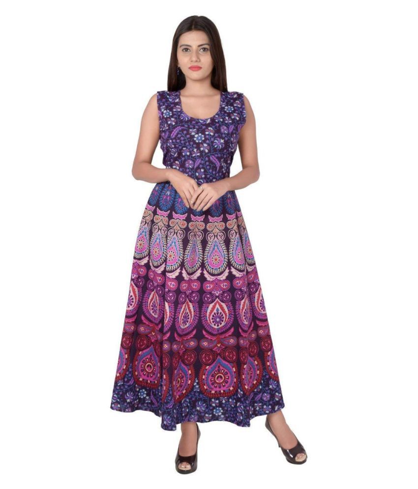 Rangun Cotton Purple Regular Dress
