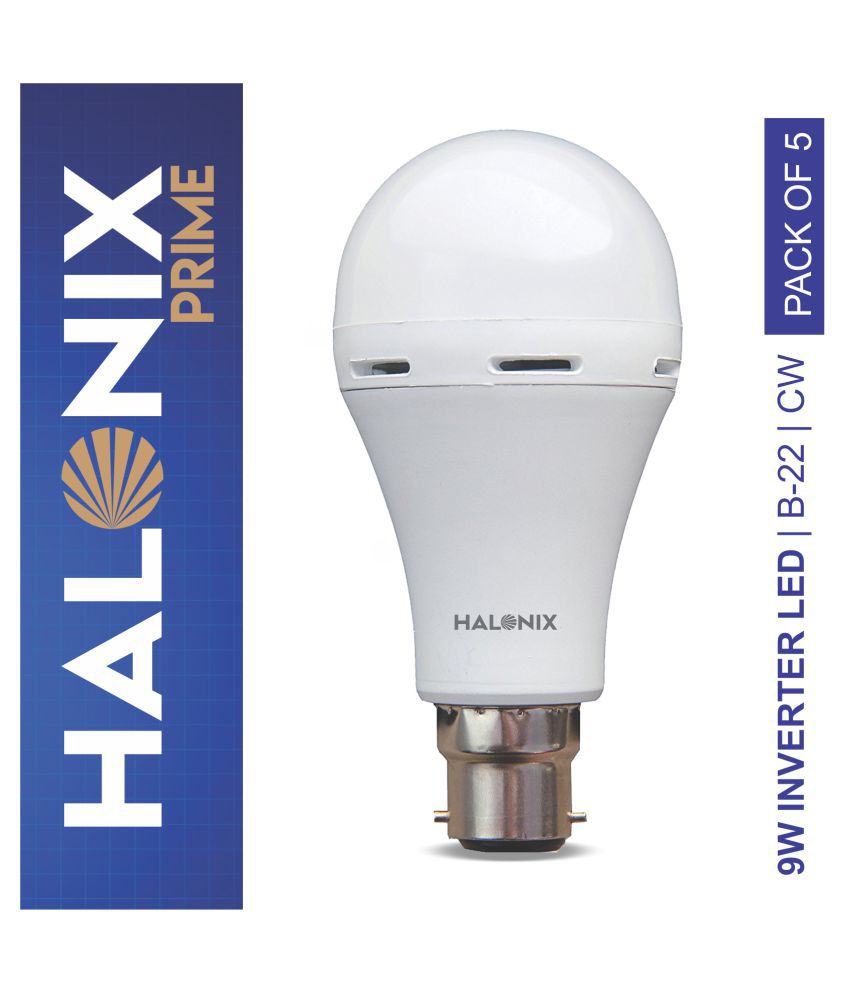     			Halonix 9W LED Bulbs Cool Day Light - Pack of 5