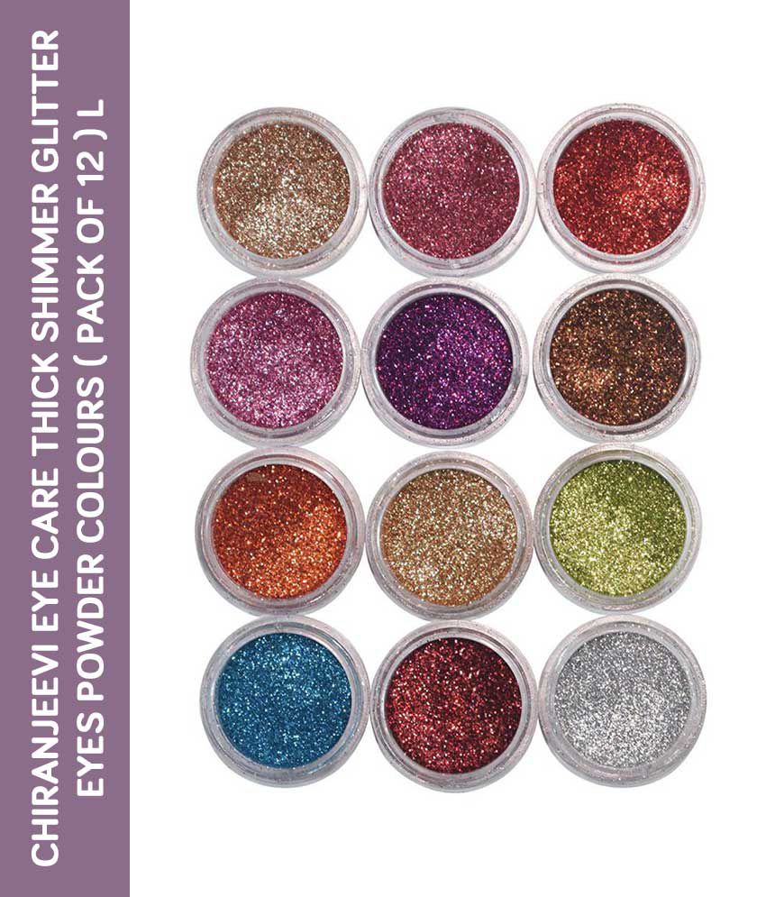     			Chiranjeevi Eye Care Thick Shimmer Glitter Eyes Powder Colours ( Pack Of 12 ) l