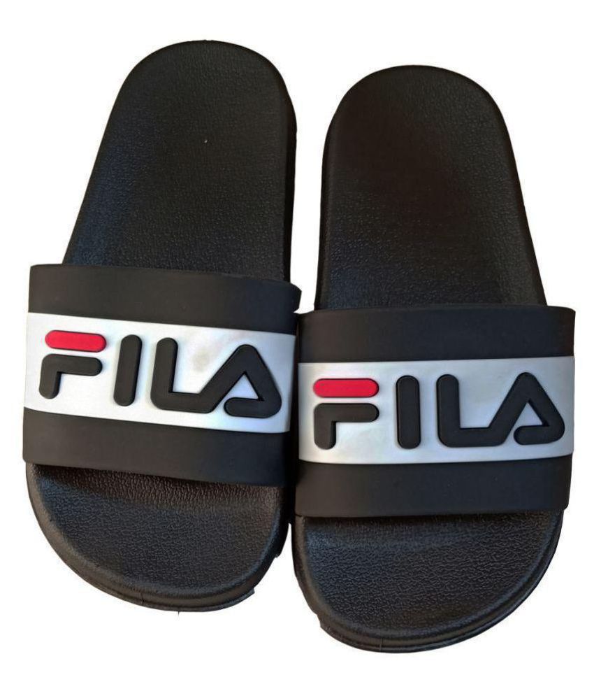 Download Fila Black Slide Flip flop Price in India- Buy Fila Black ...