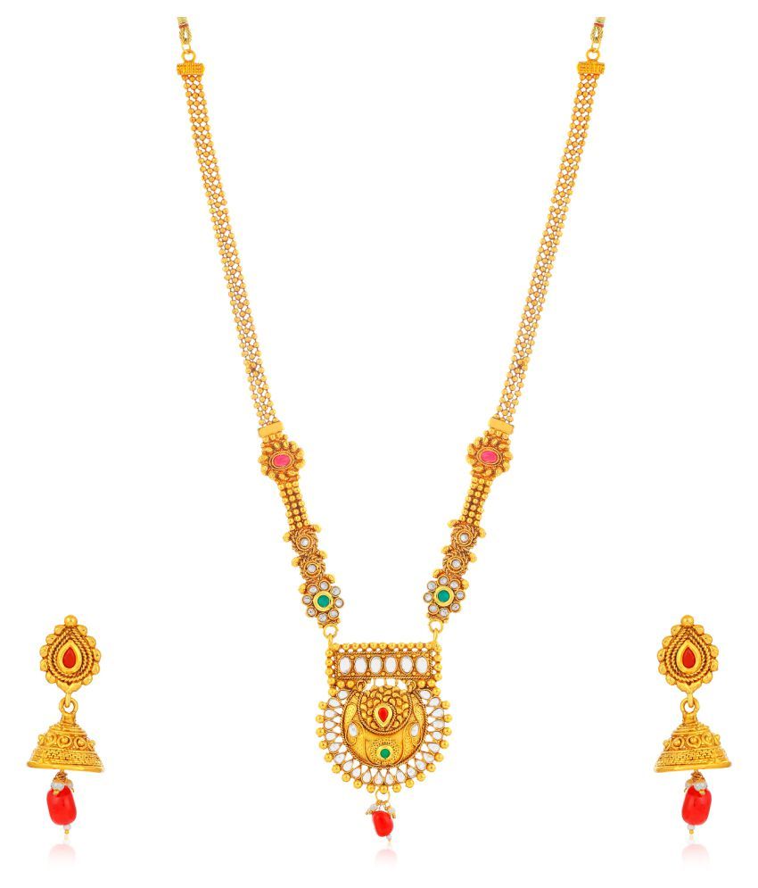 Sukkhi Alloy Yellow Long Haram Traditional 18kt Gold Plated Necklaces