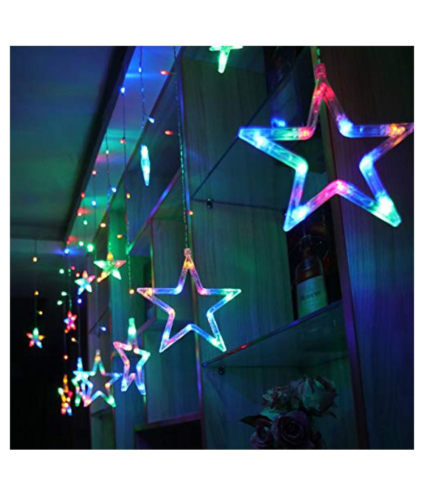YUTIRITI Star LED Curtain String Decorative Lights for Home Décor Diwali Dussehra Christmas - Multicolor RGB