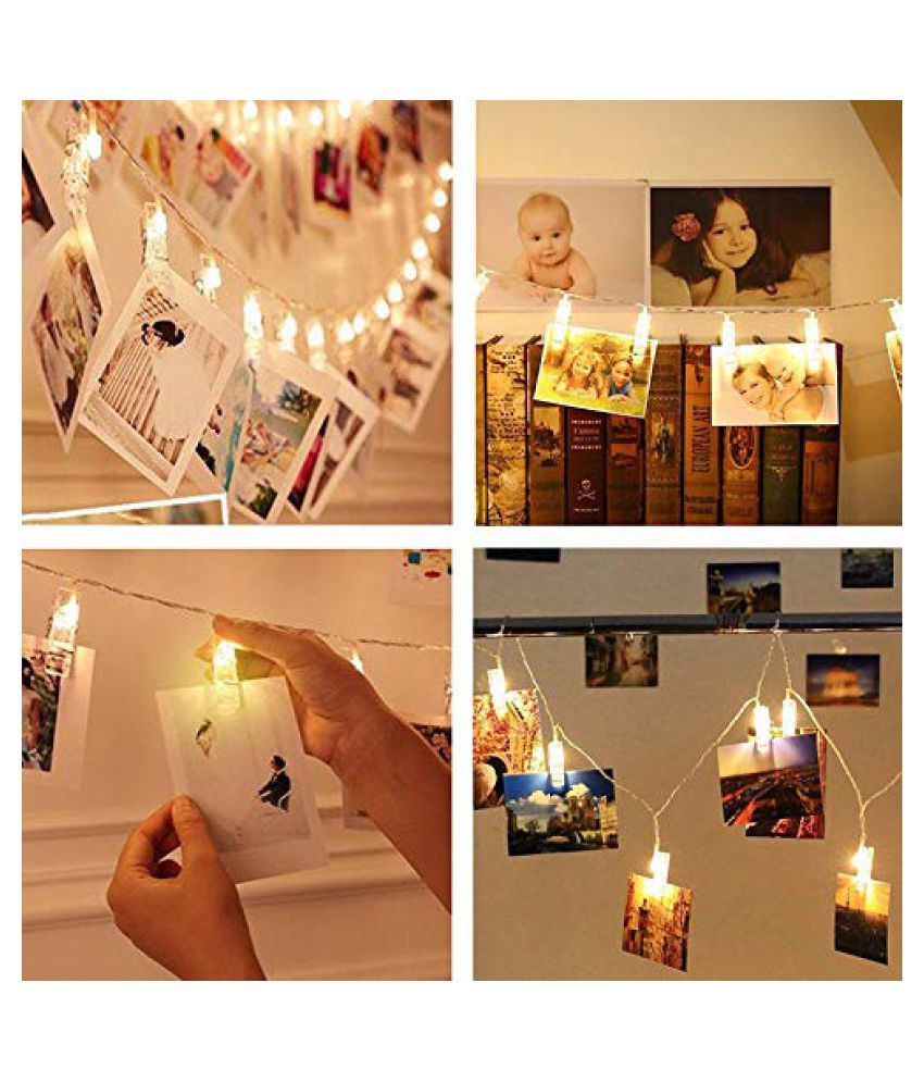 YUTIRITI  10 LED Photo Clip String Lights for Hanging Photos Cards Memos Home Office Bedroom Decoration (Warm)