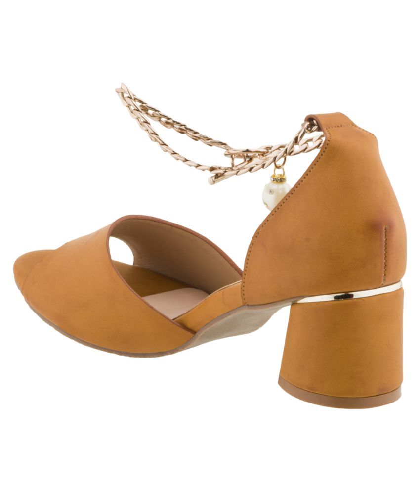 champagne block heels