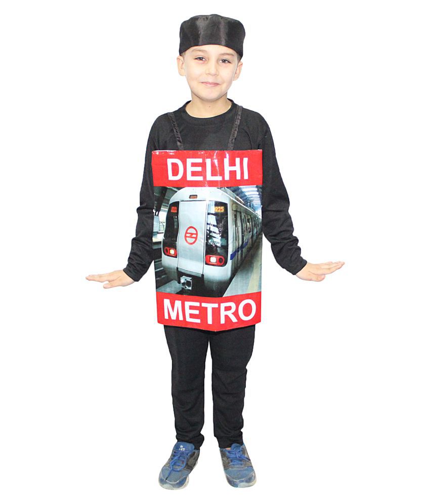    			Kaku Fancy Dresses Metro Train Costume for Kids/Vehicle Fancy Dress for Kids/Delhi Metro Costume -Multicolor, 3-8 Years, for Unisex