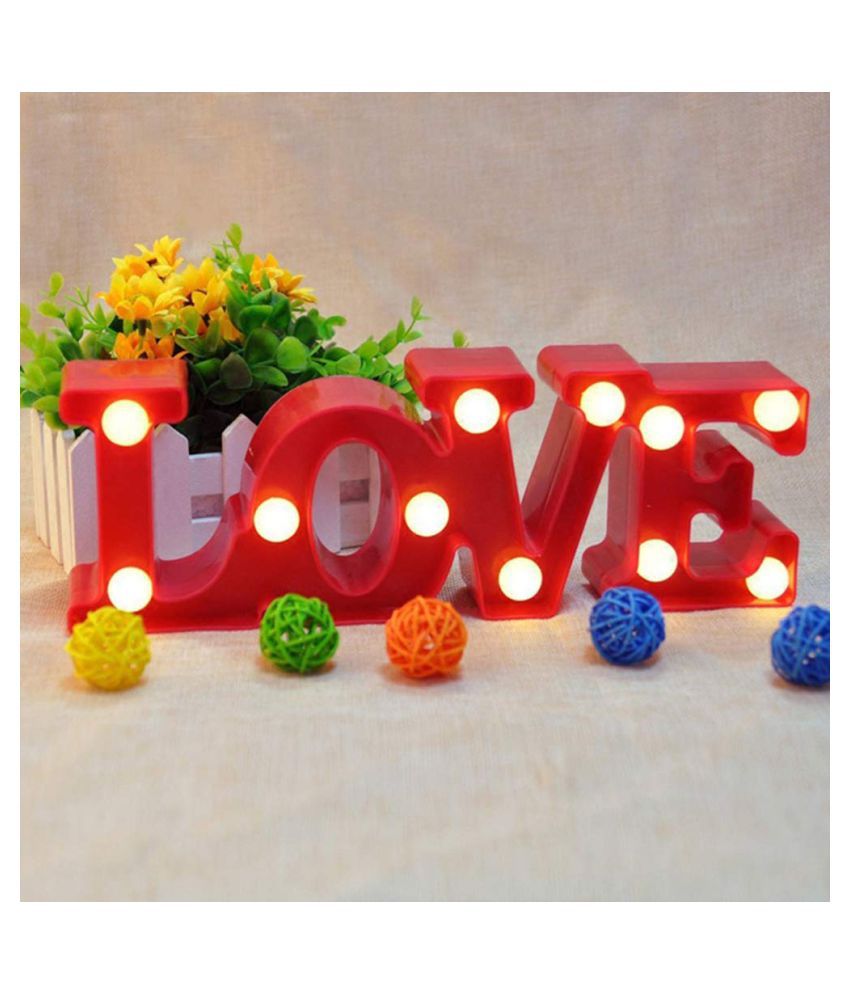     			YUTIRITI Beautiful 3D Love Shaped LED Light Up Marquee Sign Romantic Night Table Wall Indoor Outdoor Decoration - Red