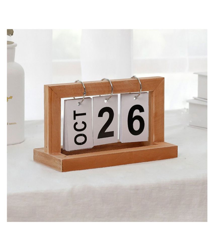 Cologo 1pc Original Color Vintage Wood Desk Page Flip Calendar