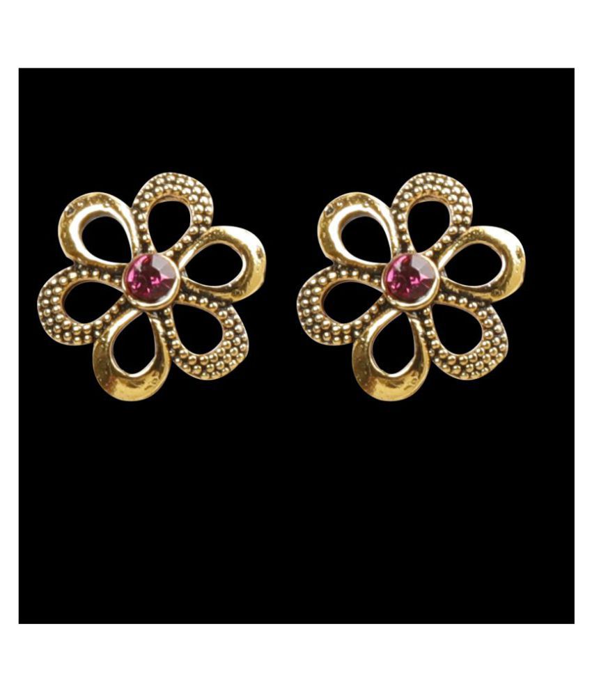     			Silver Shine Trendy Pink Flower Stud Earrings