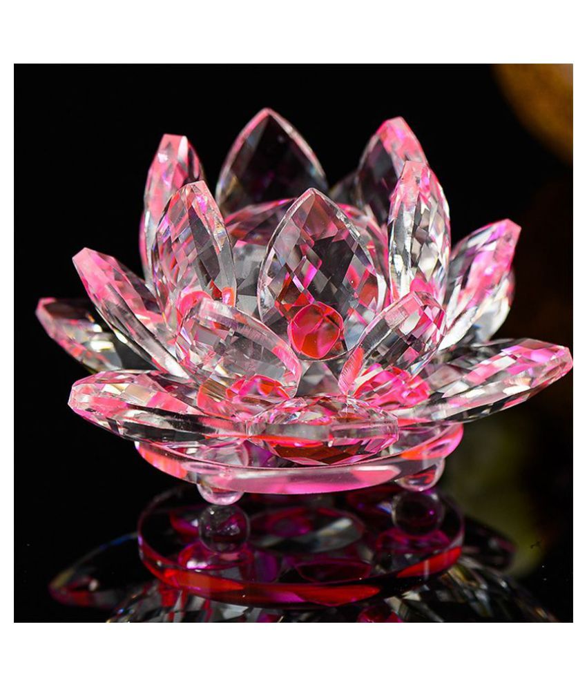 3d Crystal Lotus Flower Figurine Feng Shui Home Decor Ornaments