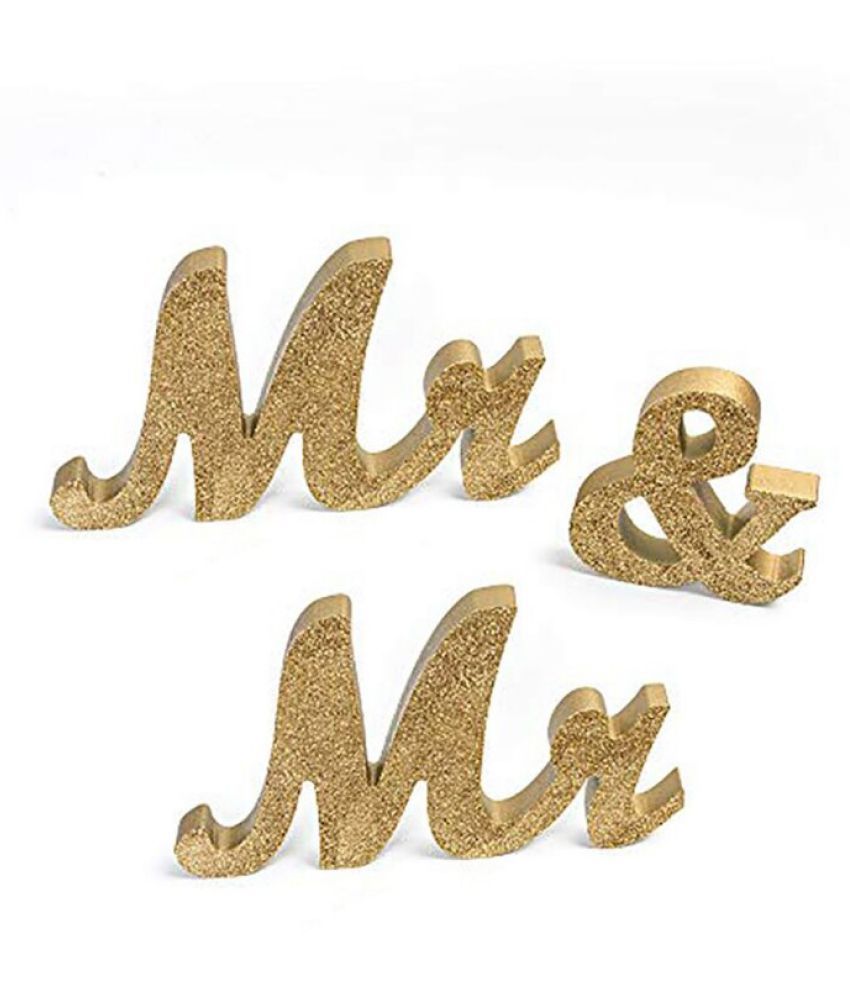 Wooden Letter Ornaments MR/MRS Wedding Decoration for Gay Lace Golden