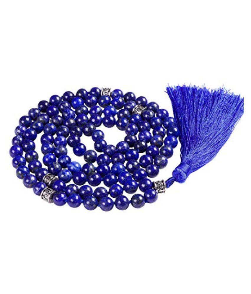 8mm Blue lapis Natural Agate Stone Knotted Mala: Buy 8mm Blue lapis ...