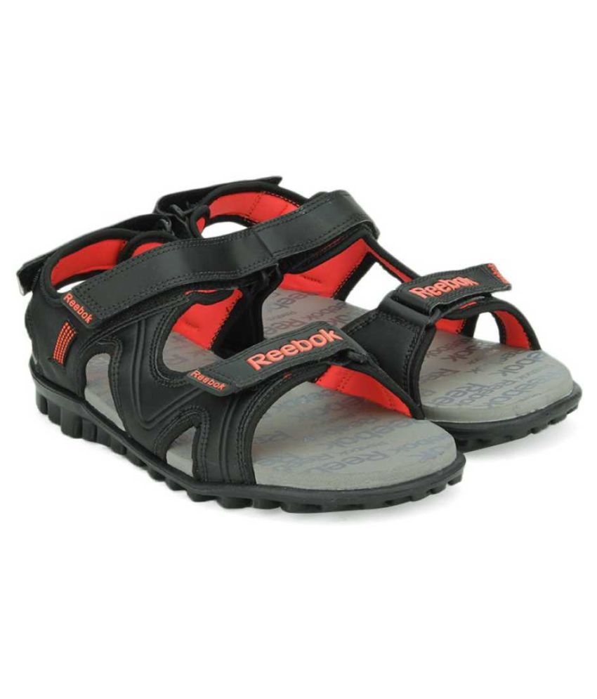 reebok black floater sandals