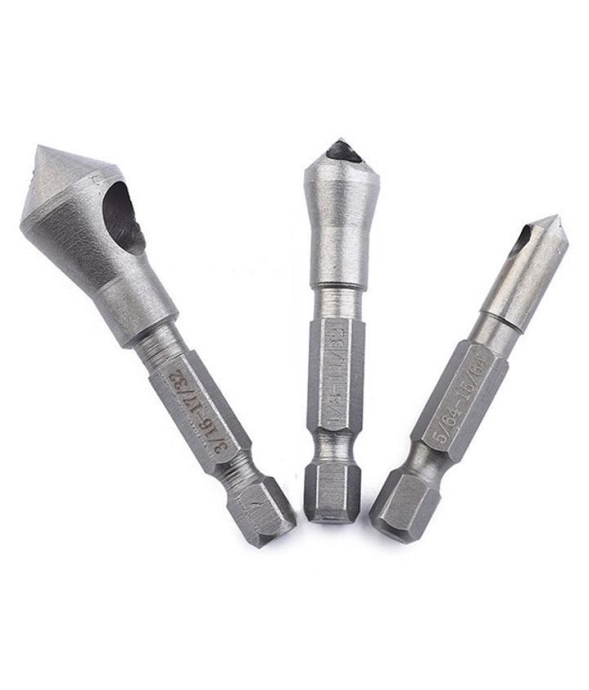 Drillpro 3pcs Countersink Drill Bit HSS Deburring Drill Bit Woodworking