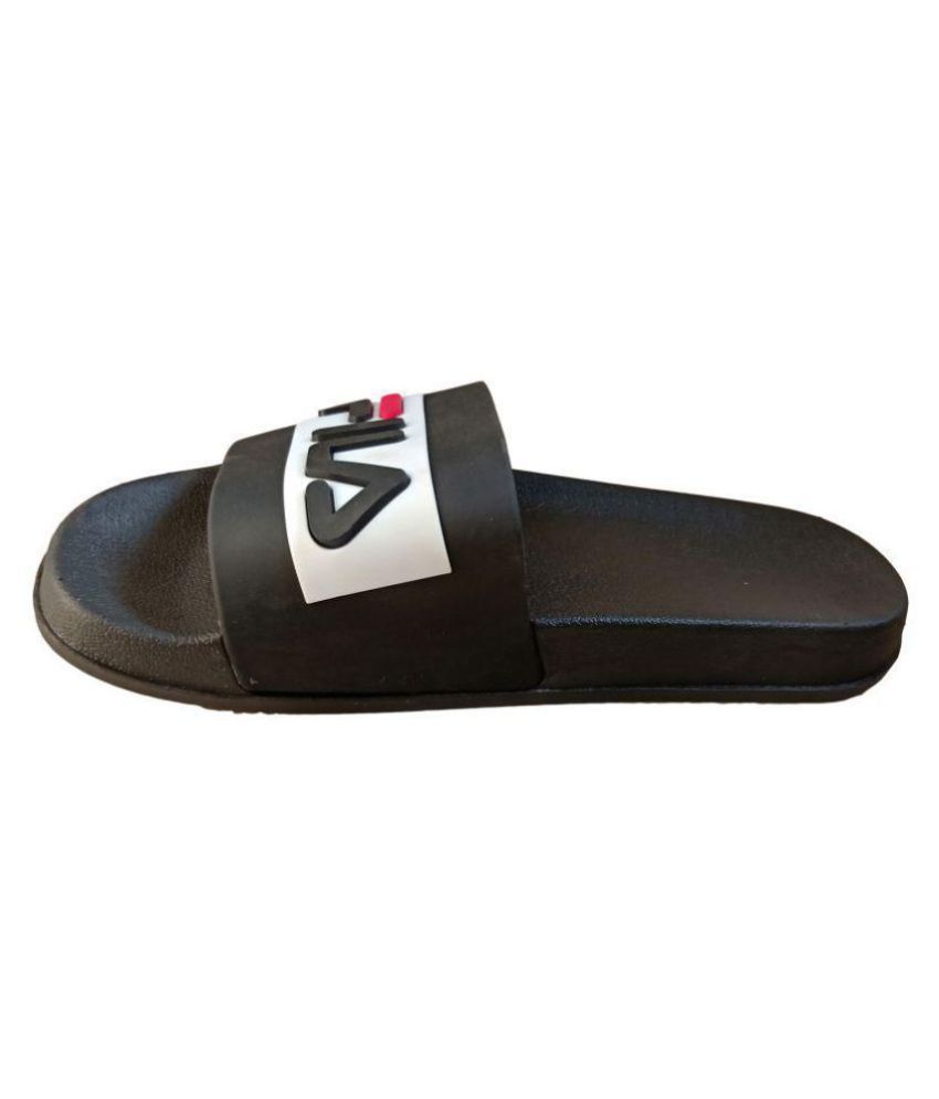 fila flip flops black