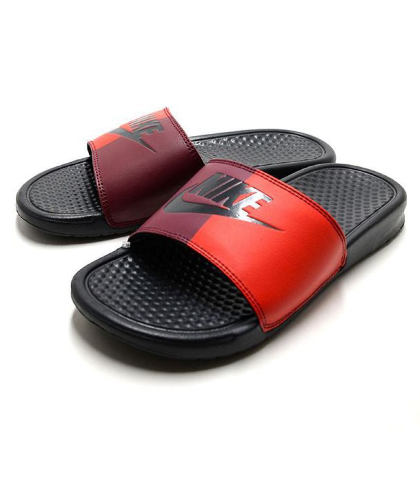 maroon nike slides