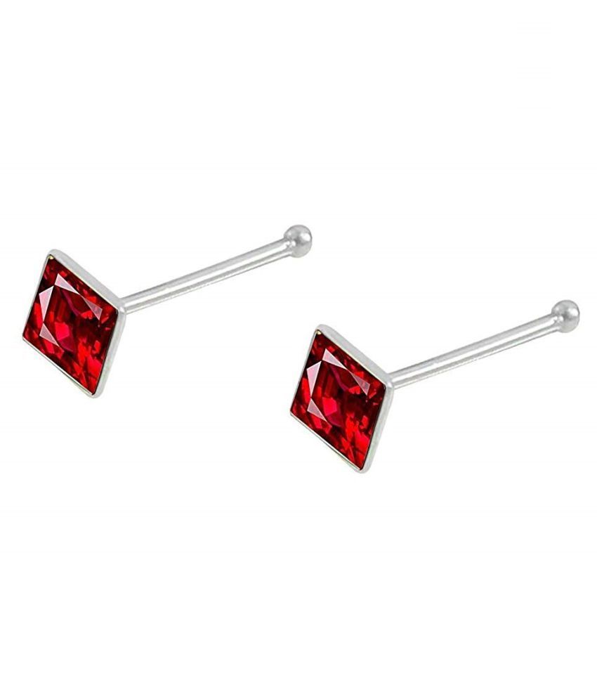 Nose Pin and Earring RED color or Square shape for Girl and Women Buy