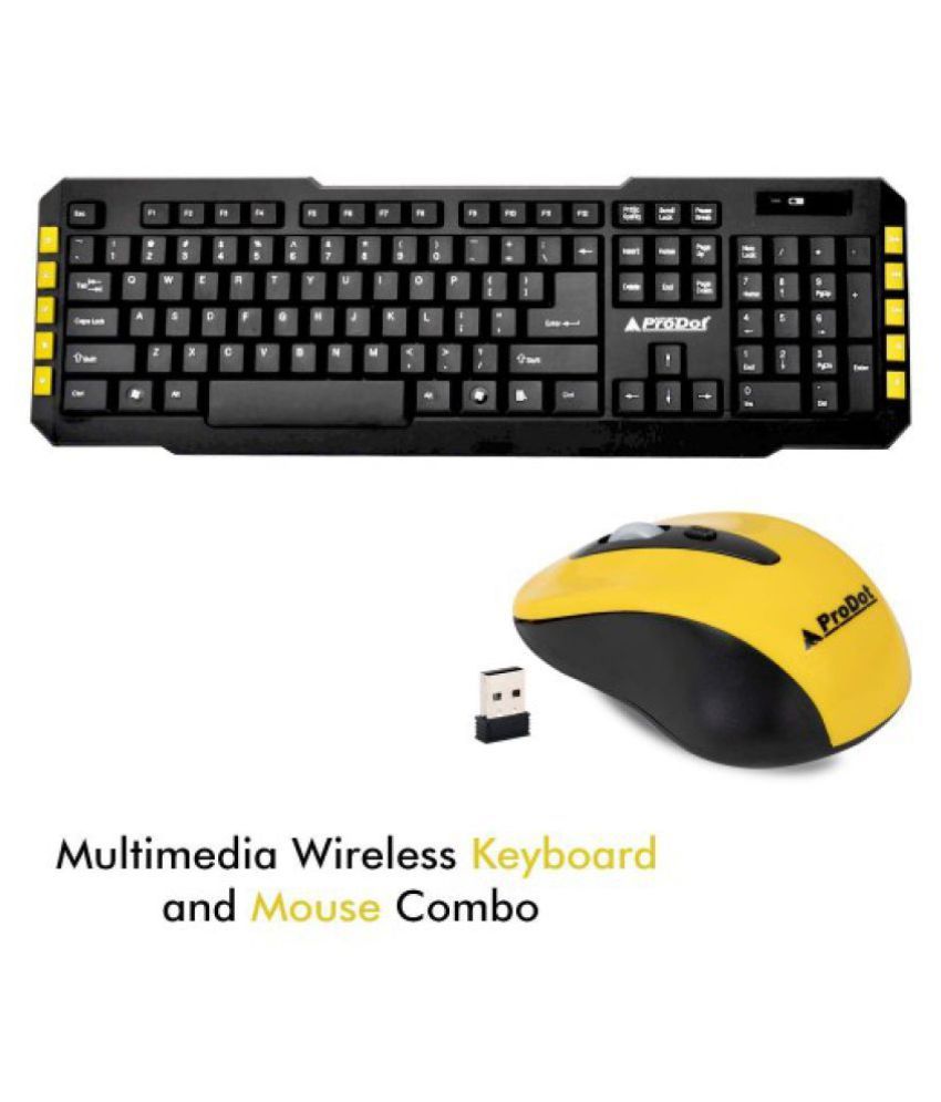 ProDot TLC 107+165 Yellow Wireless Keyboard Mouse Combo
