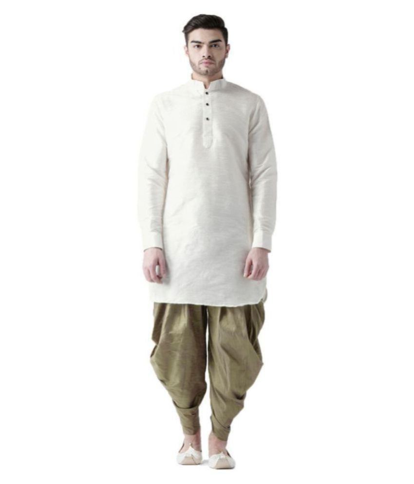     			Deyann Off-White Silk Blend Kurta Pyjama Set