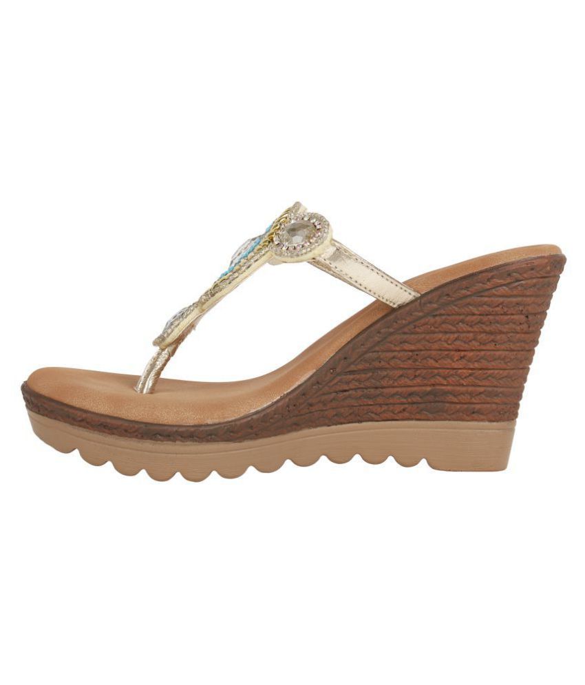 Catwalk Gold Wedges Heels Price in India- Buy Catwalk Gold Wedges Heels Online at Snapdeal